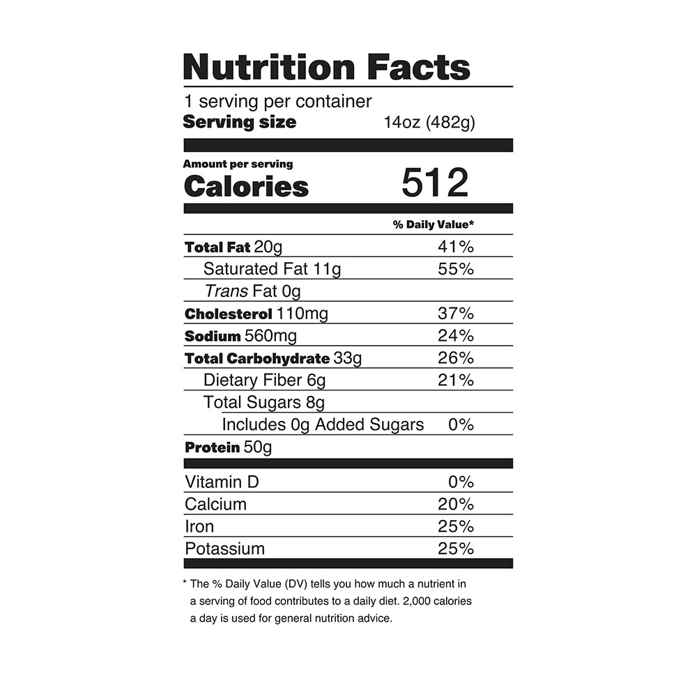 Nutrition Facts Chicken Penne Pasta Bowl. Nutrition Faktory Foods